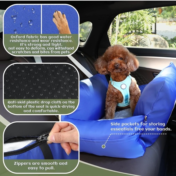 Vibrant blue MeeHoms dog pet washable booster car seat with carrying handles NEW - Picture 6 of 14